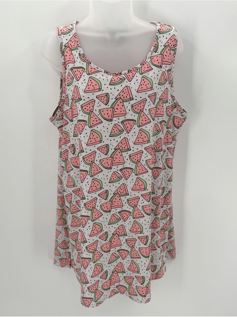 Derek Heart Nightgown Juniors L Watermelon Print Gray Sleeveless Knit Sleepwear